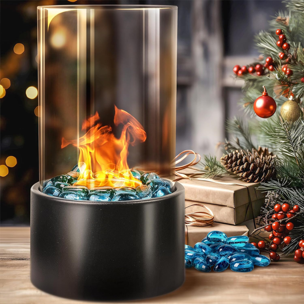 Fire Bowl With 17cm Glass Wind Guard 