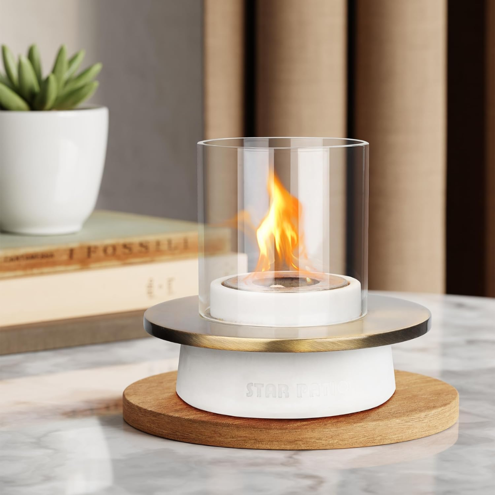 Fire Bowl With 10cm Glass Wind Guard 
