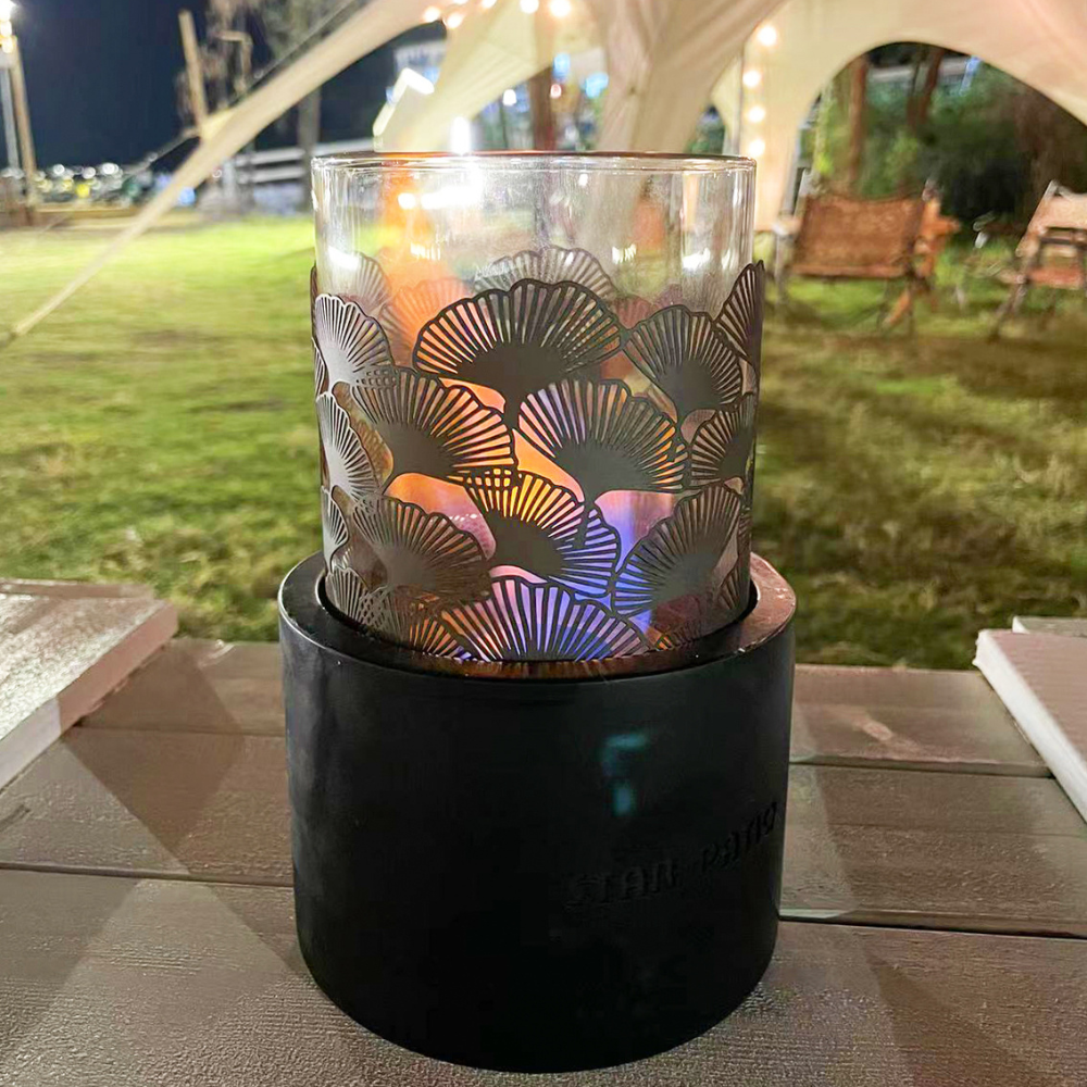 Fire Bowl With 12cm Glass Wind Guard 