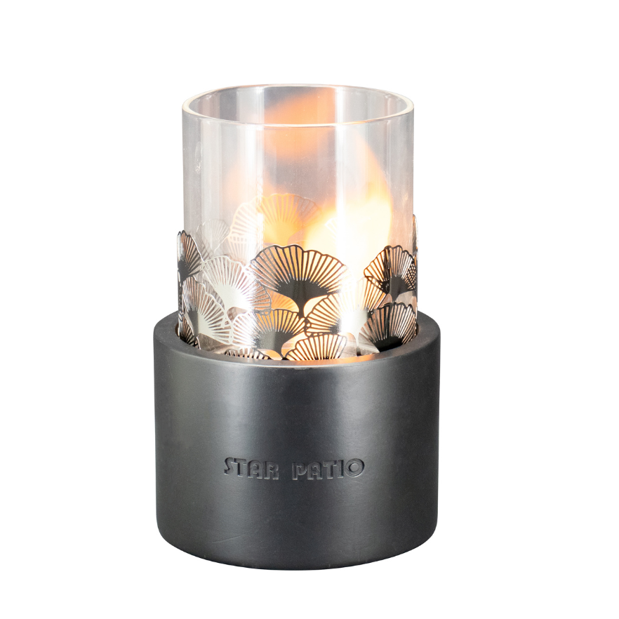 Fire Bowl With 12cm Glass Wind Guard 