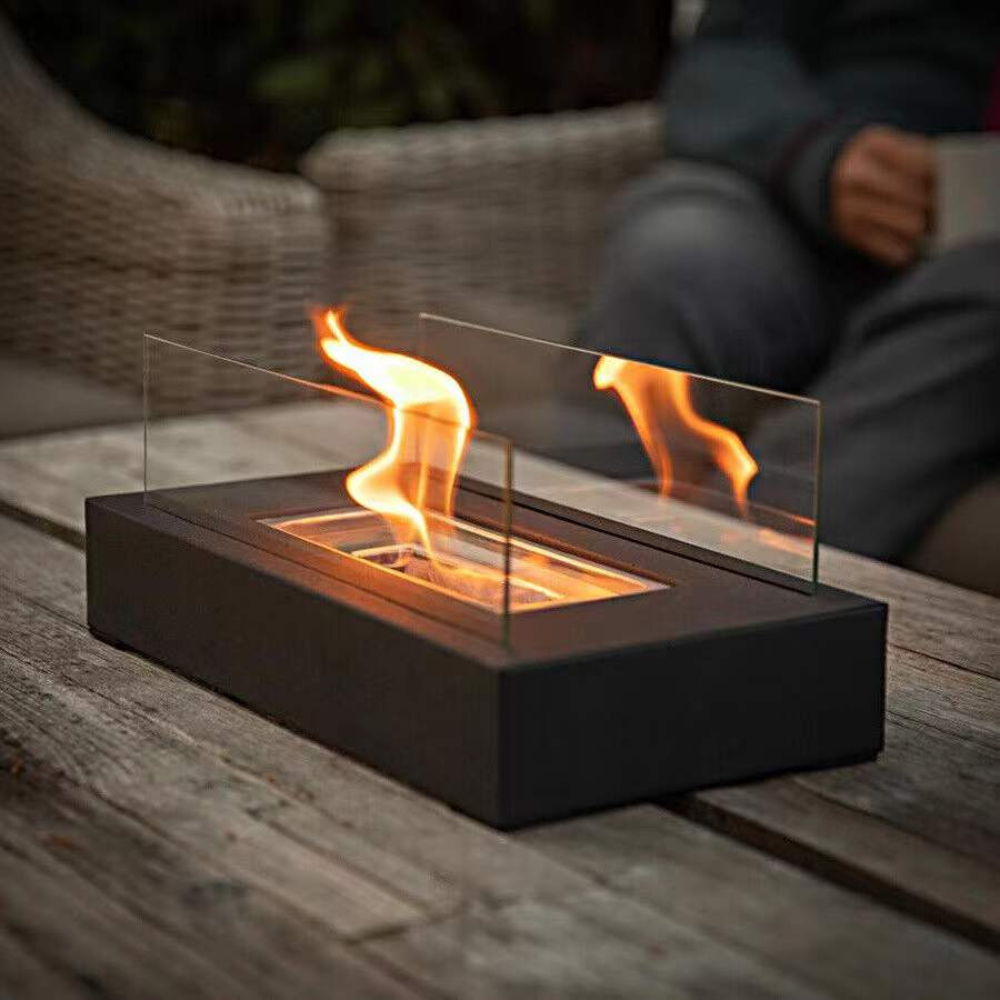 Fire Bowl With Glass Wind Guard & Snuffer With Steel Burn Chamber & Durable Wick