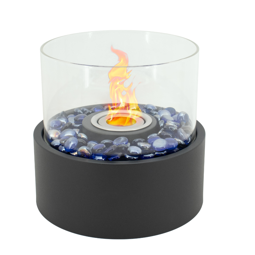 Fire Bowl With Glass Wind Guard & Snuffer With Steel Burn Chamber & Durable Wick