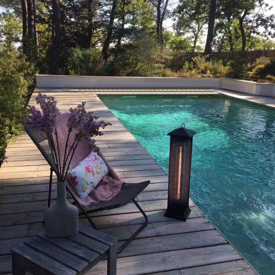 Electric Patio Heater Single Rose Golden tube Black/Brown Box