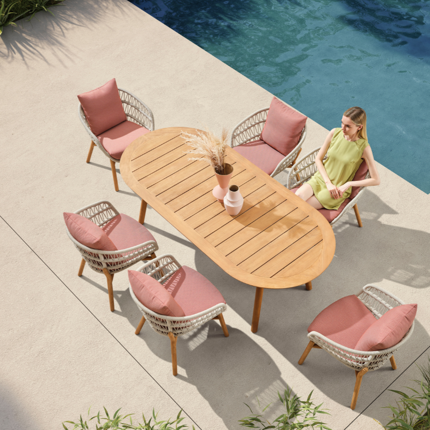 Vasca Dining Set - 6-Seater - Brown