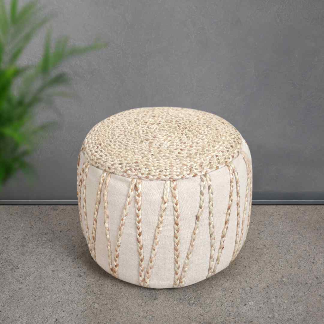 Wardle Pouf - Ivory / Natural