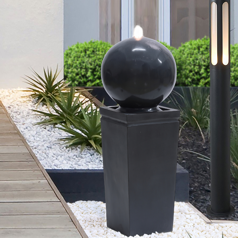 Ball Block Garden Water Fountain With LED Light 