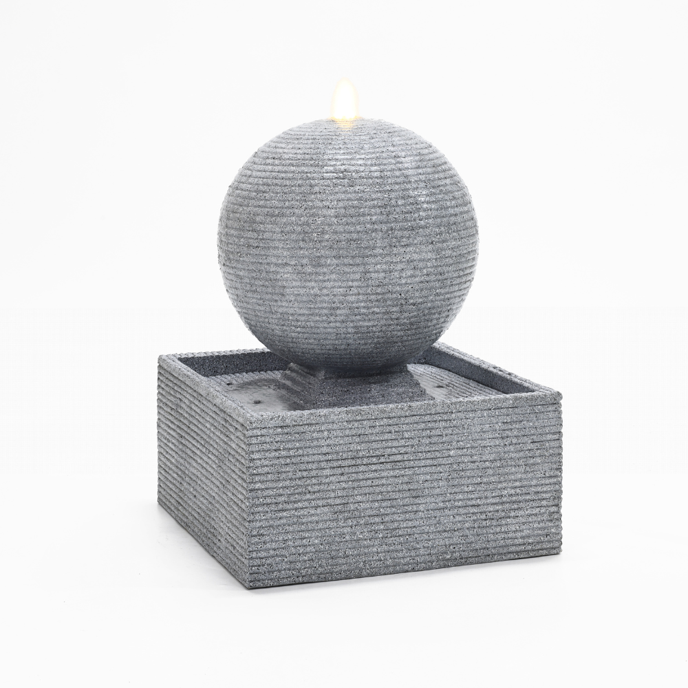 Square Ball Garden Water Fountain With LED Light