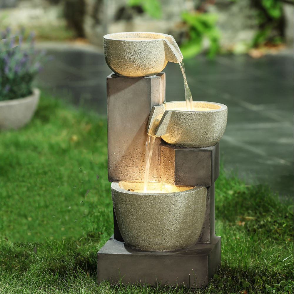 Polyresin cascading fountain With LED light