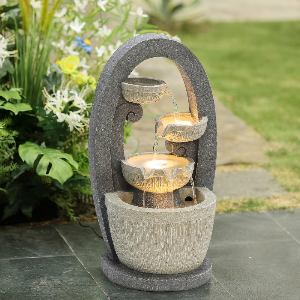 Oval Cascading Floor Fountain With LED Light