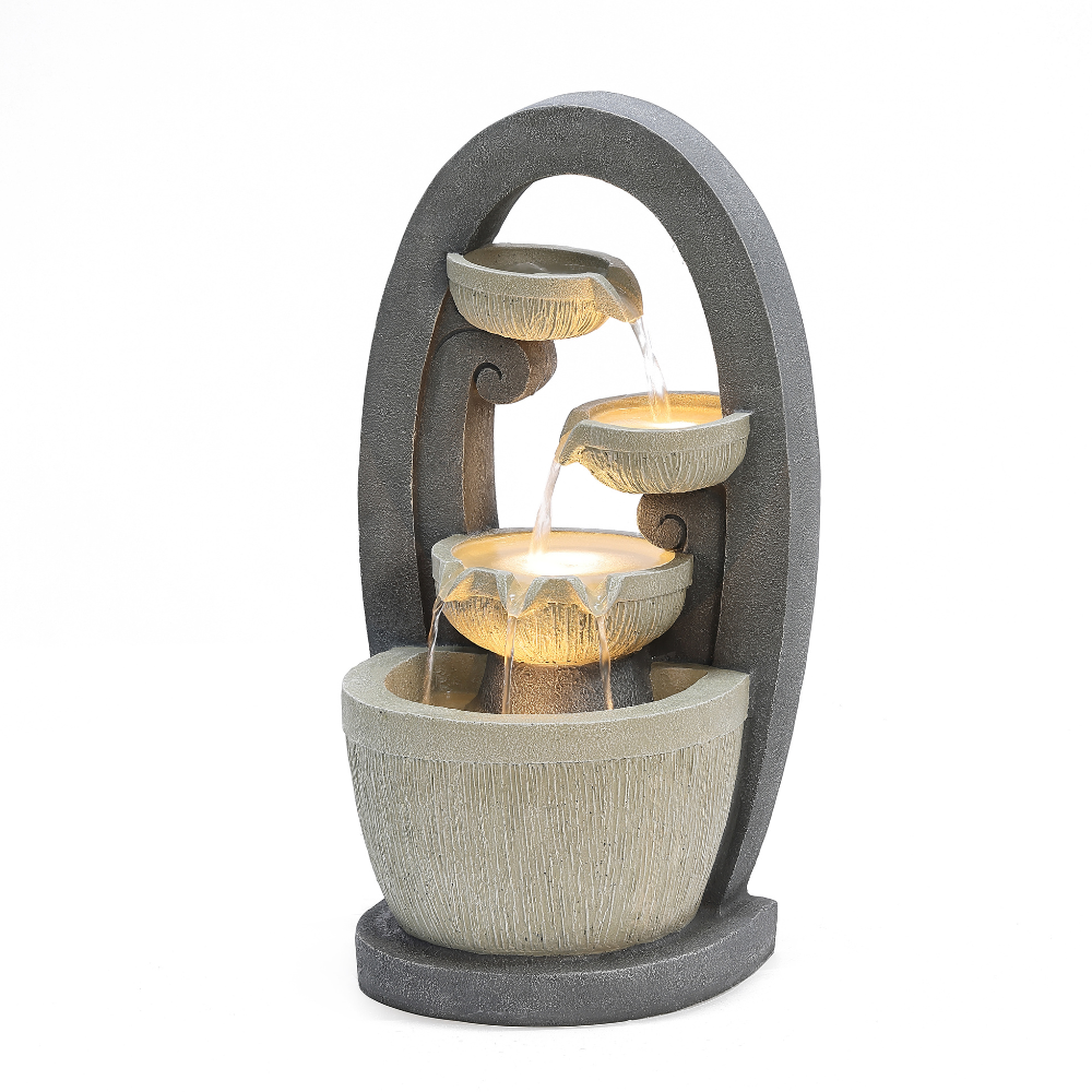 Oval Cascading Floor Fountain With LED Light
