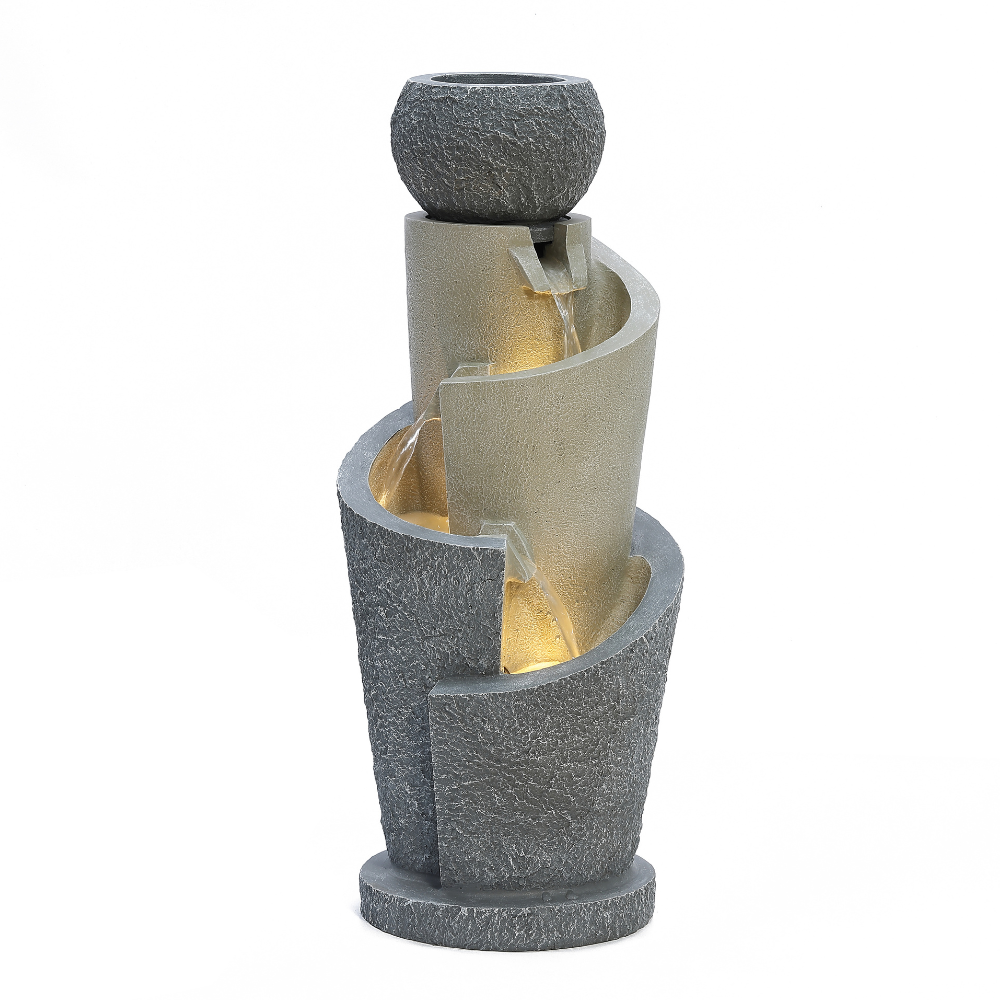 Cascading Planter Floor Fountain With LED Light