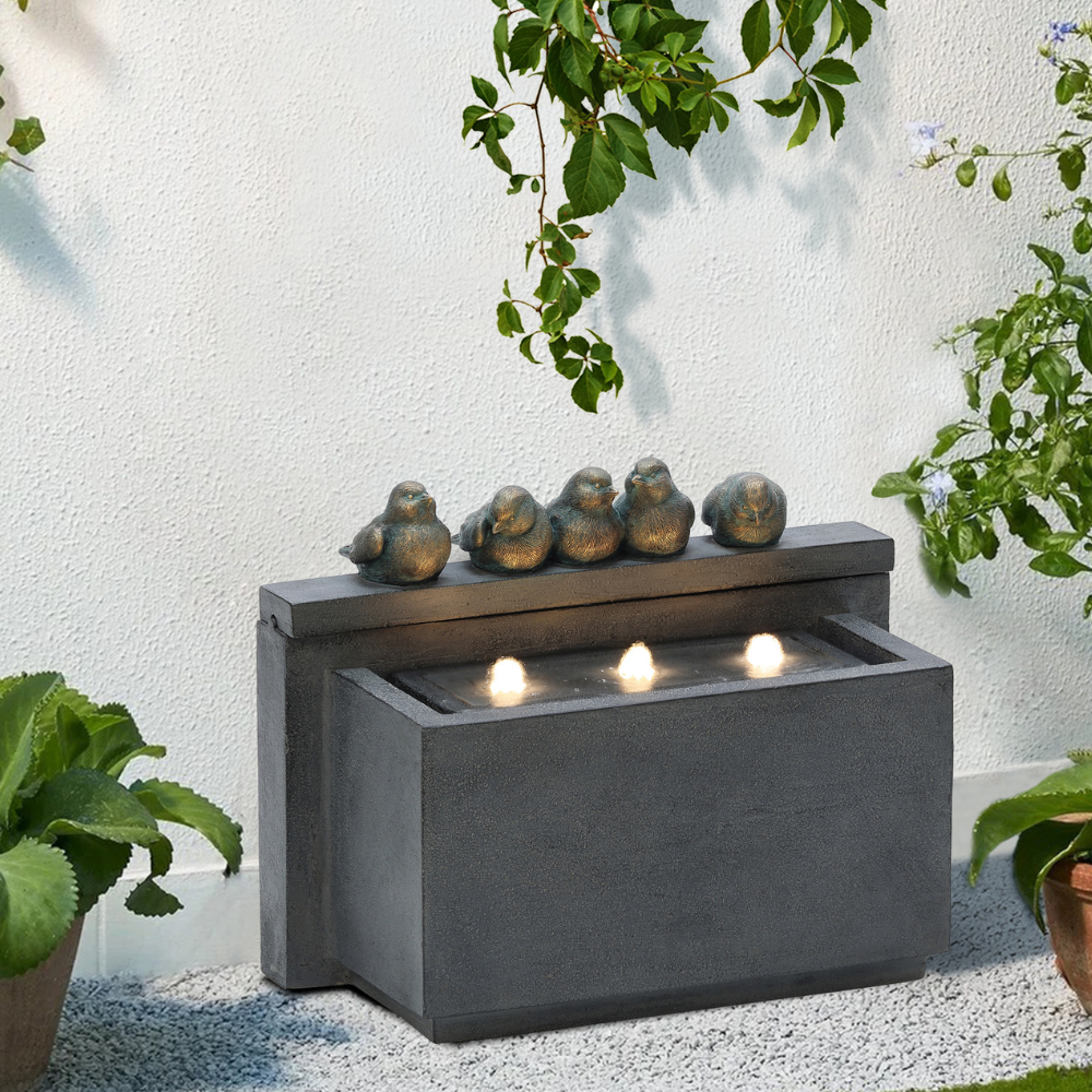 Gathering Birds Relic Fountain With LED Light