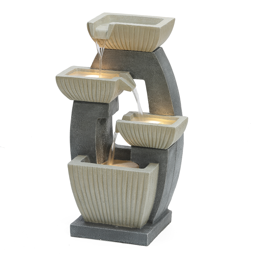 Oval Cascading Square Bowl Fountain With LED Light