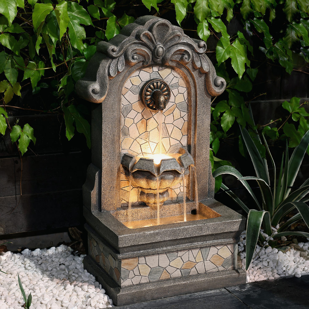 Wall/Floor Mosaic Fountain With LED Light