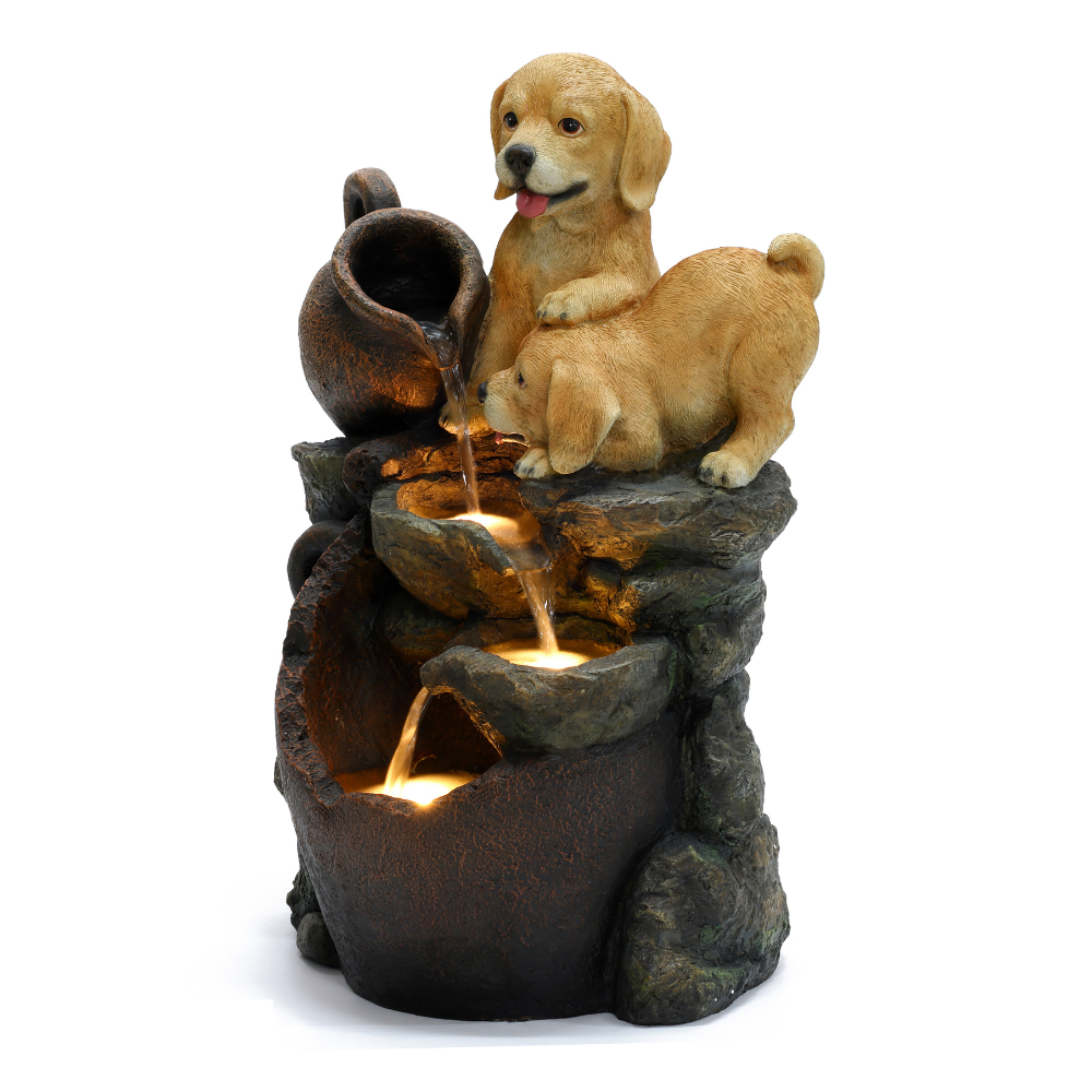 Puppies Pot Fountain With LED Light